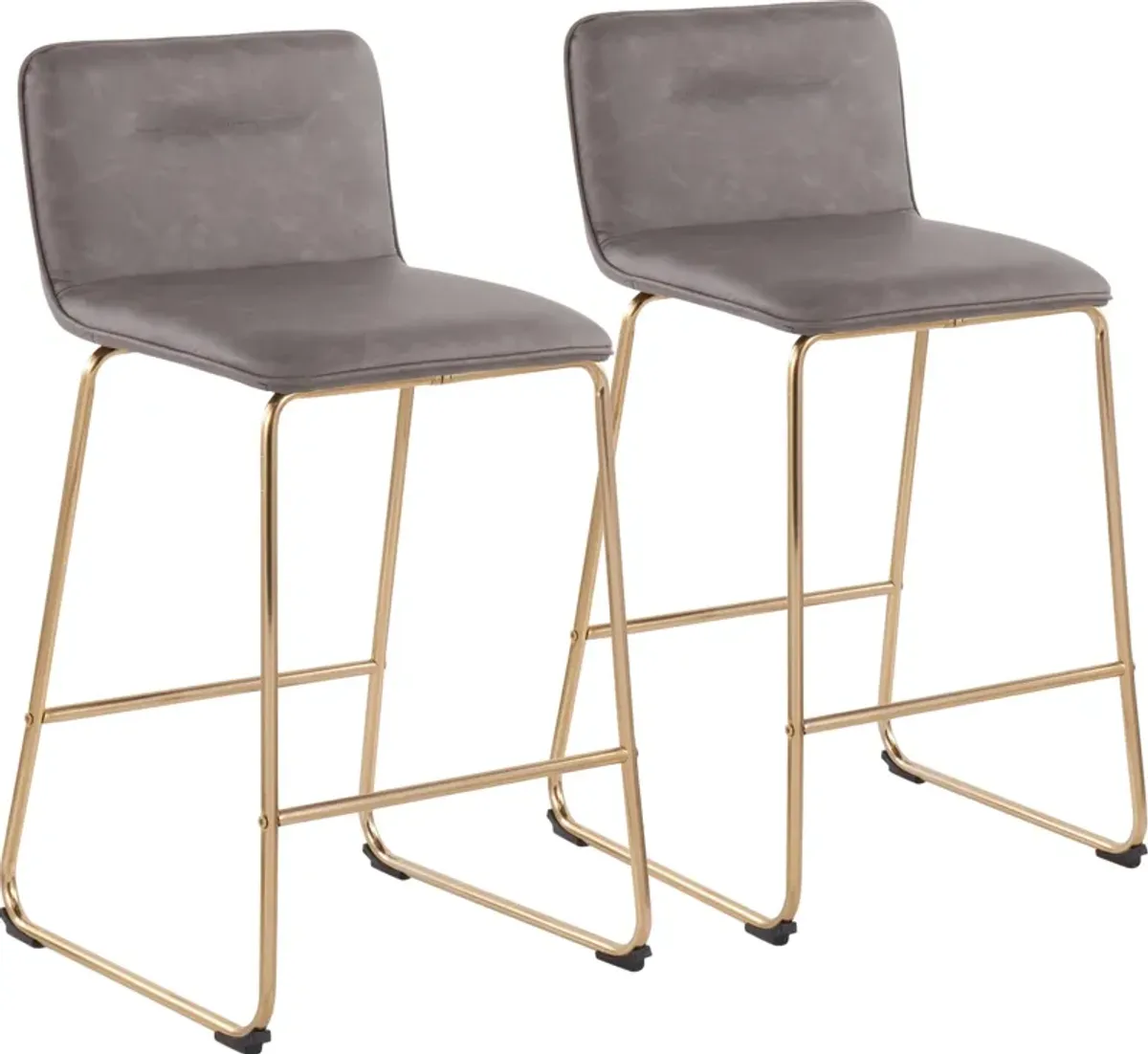 Santos Set of 2 Counter-Height Stools - Gold/Gray