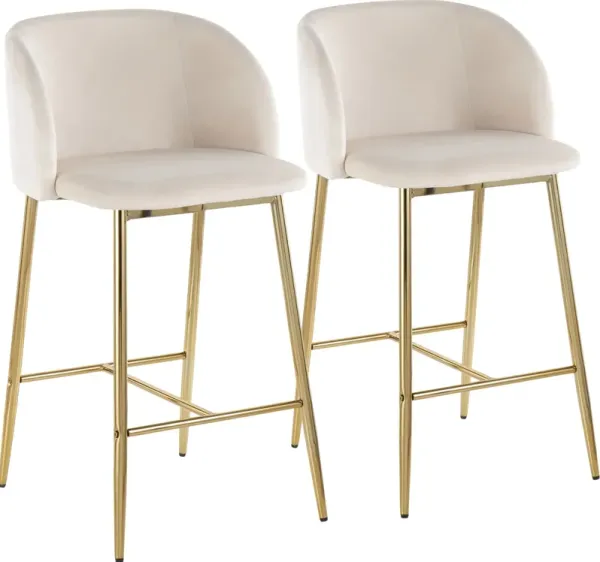 Hermione Set of 2 Counter-Height Stools - Gold/Cream
