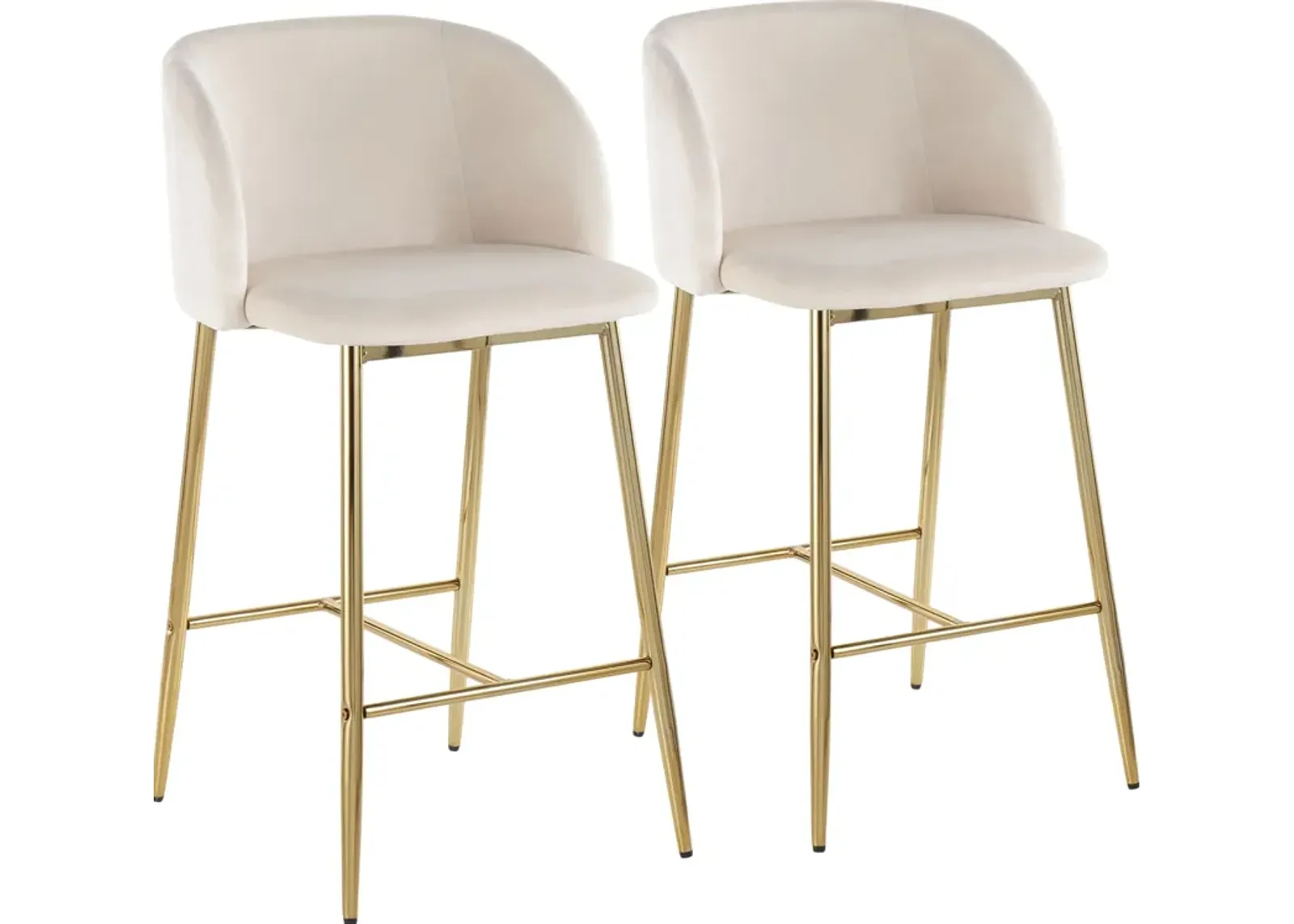 Hermione Set of 2 Counter-Height Stools - Gold/Cream