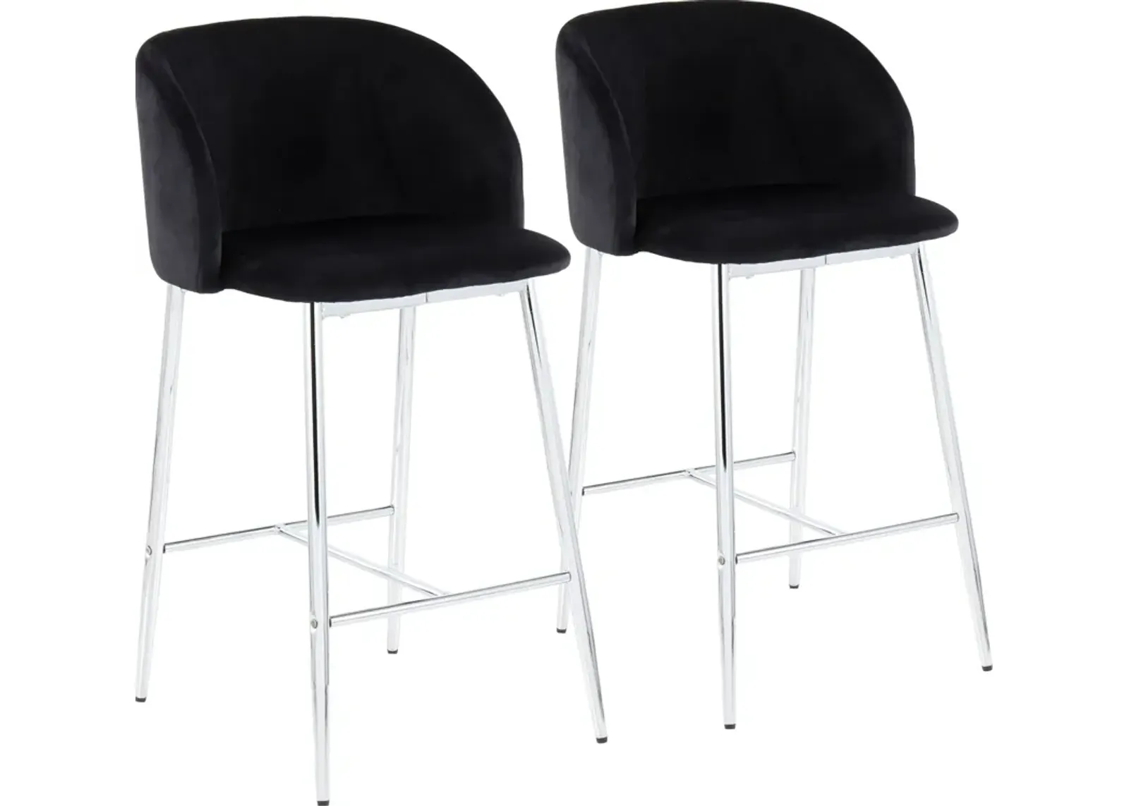 Hermione Set of 2 Counter-Height Stools - Chrome/Black