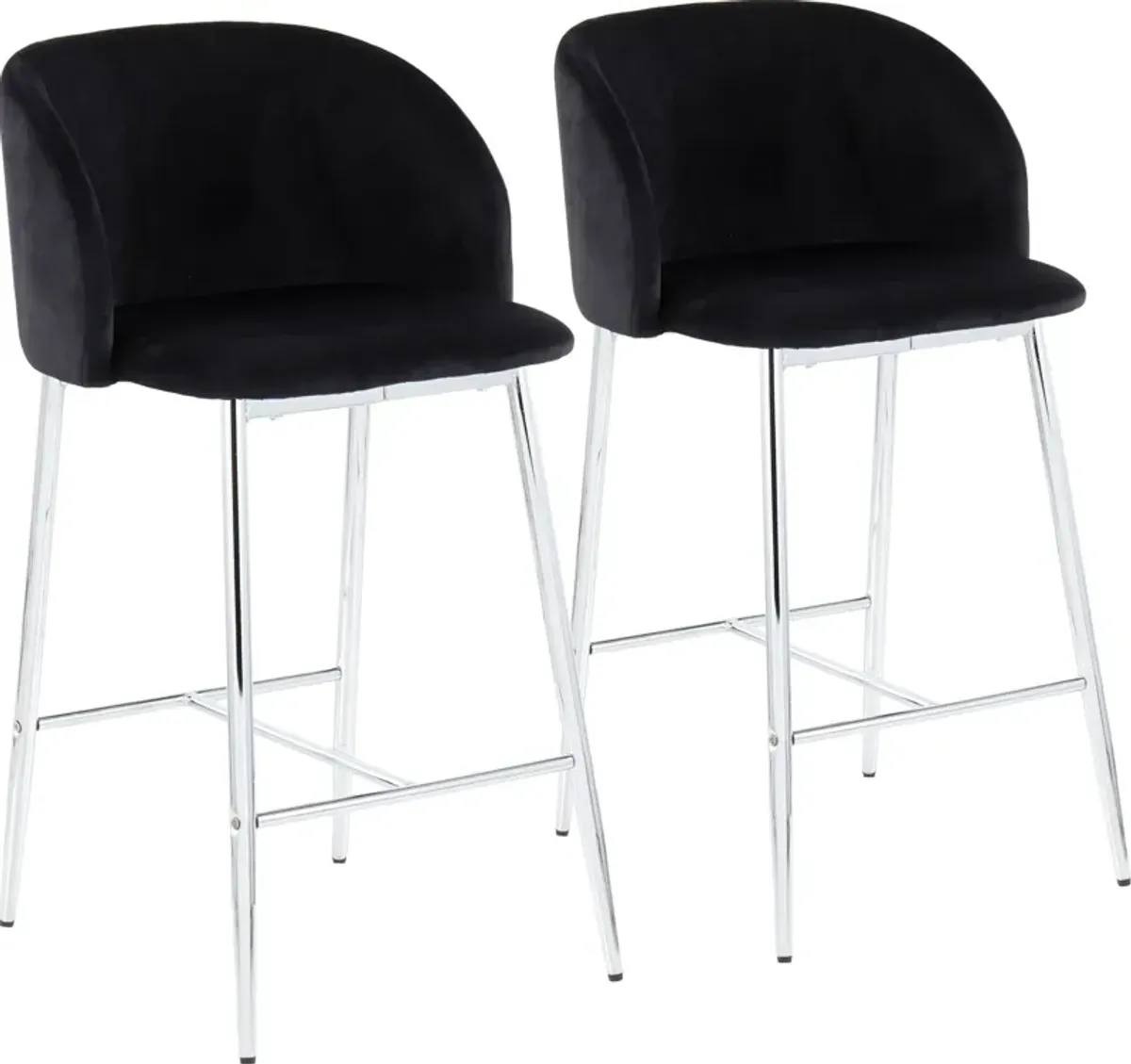 Hermione Set of 2 Counter-Height Stools - Chrome/Black