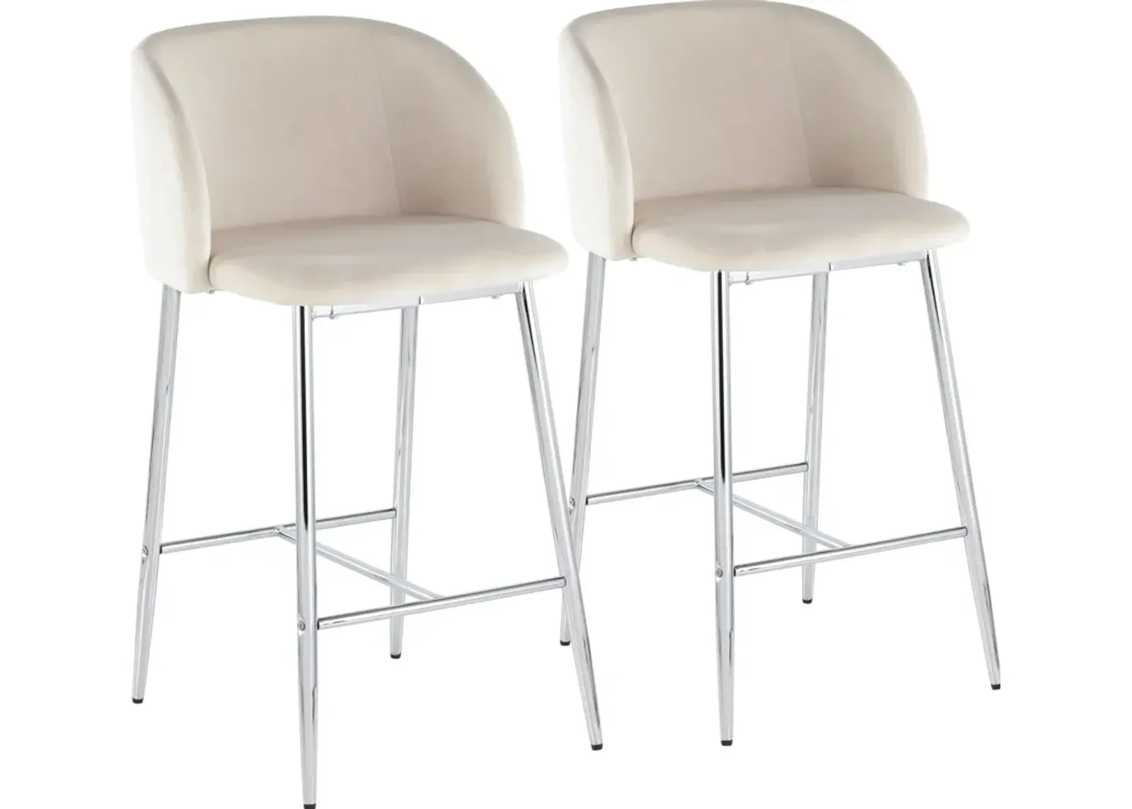 Hermione Set of 2 Counter-Height Stools - Chrome/Chrome