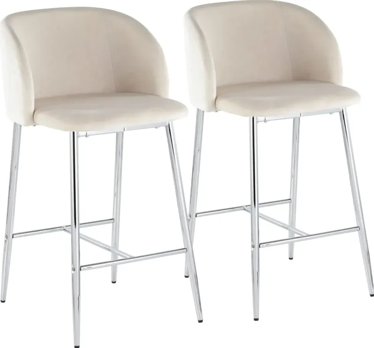 Hermione Set of 2 Counter-Height Stools - Chrome/Chrome