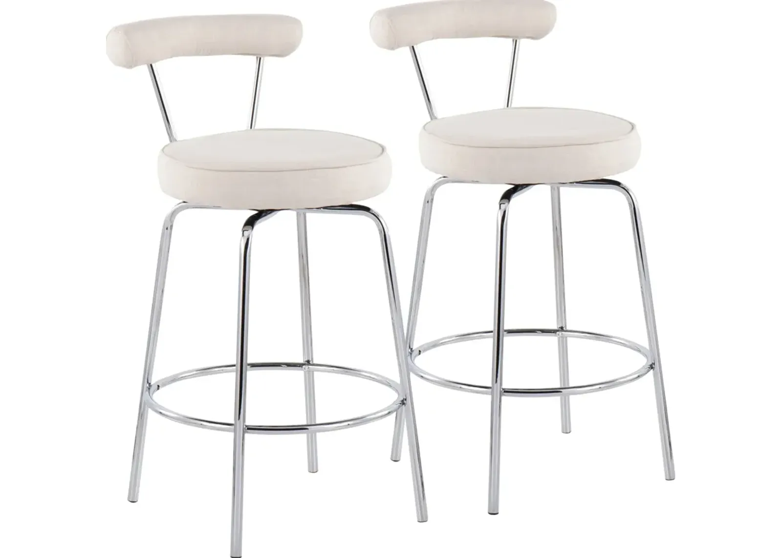 Marquis Set of 2 Counter-Height Stools - Chrome/Cream