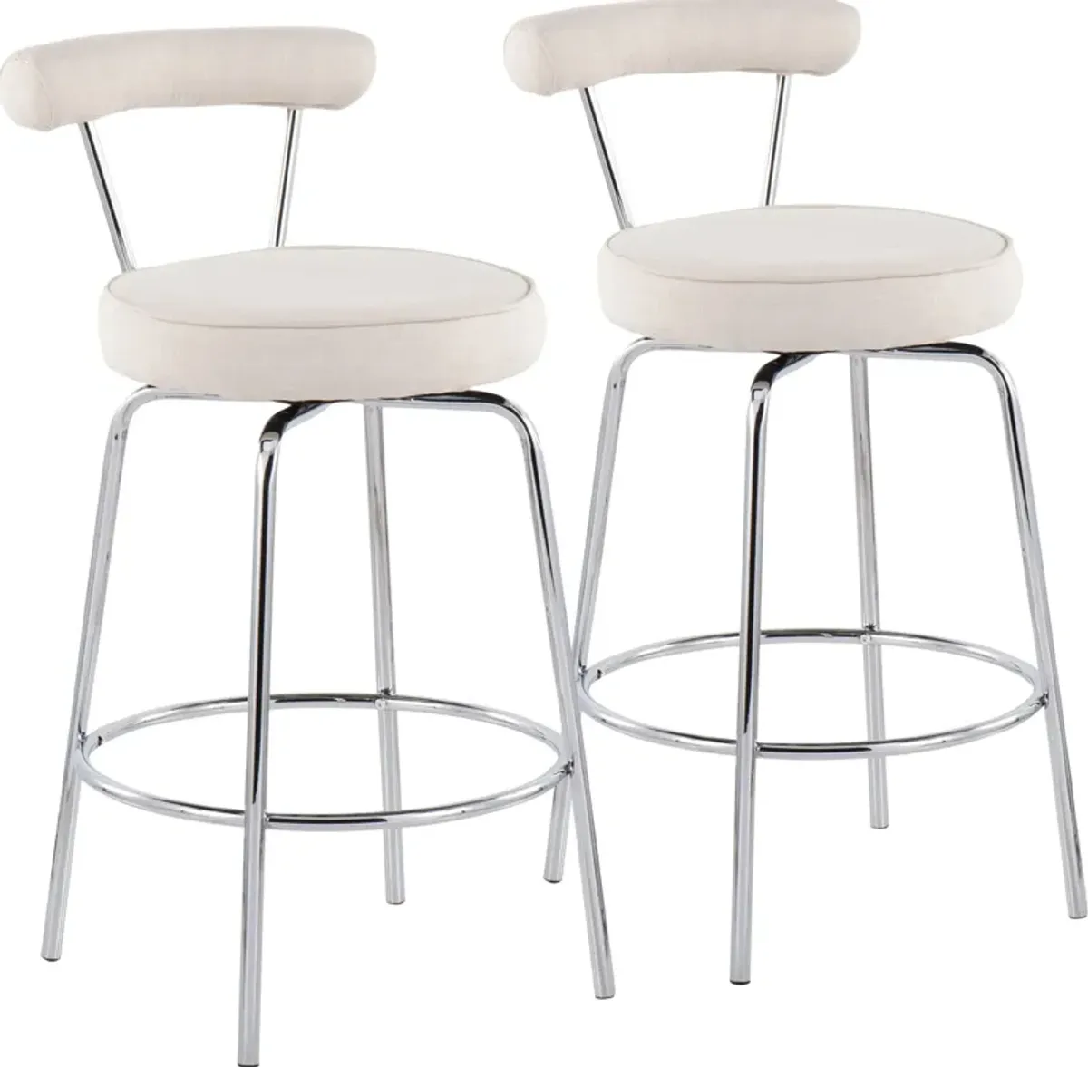 Marquis Set of 2 Counter-Height Stools - Chrome/Cream