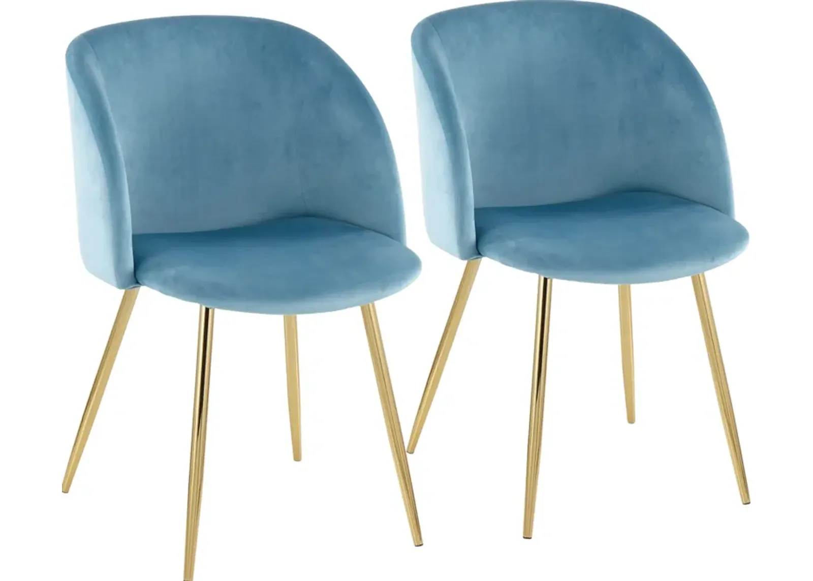 Hermione Set of 2 Dining Chairs - Gold/Light Blue