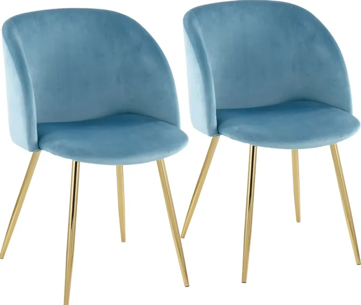 Hermione Set of 2 Dining Chairs - Gold/Light Blue