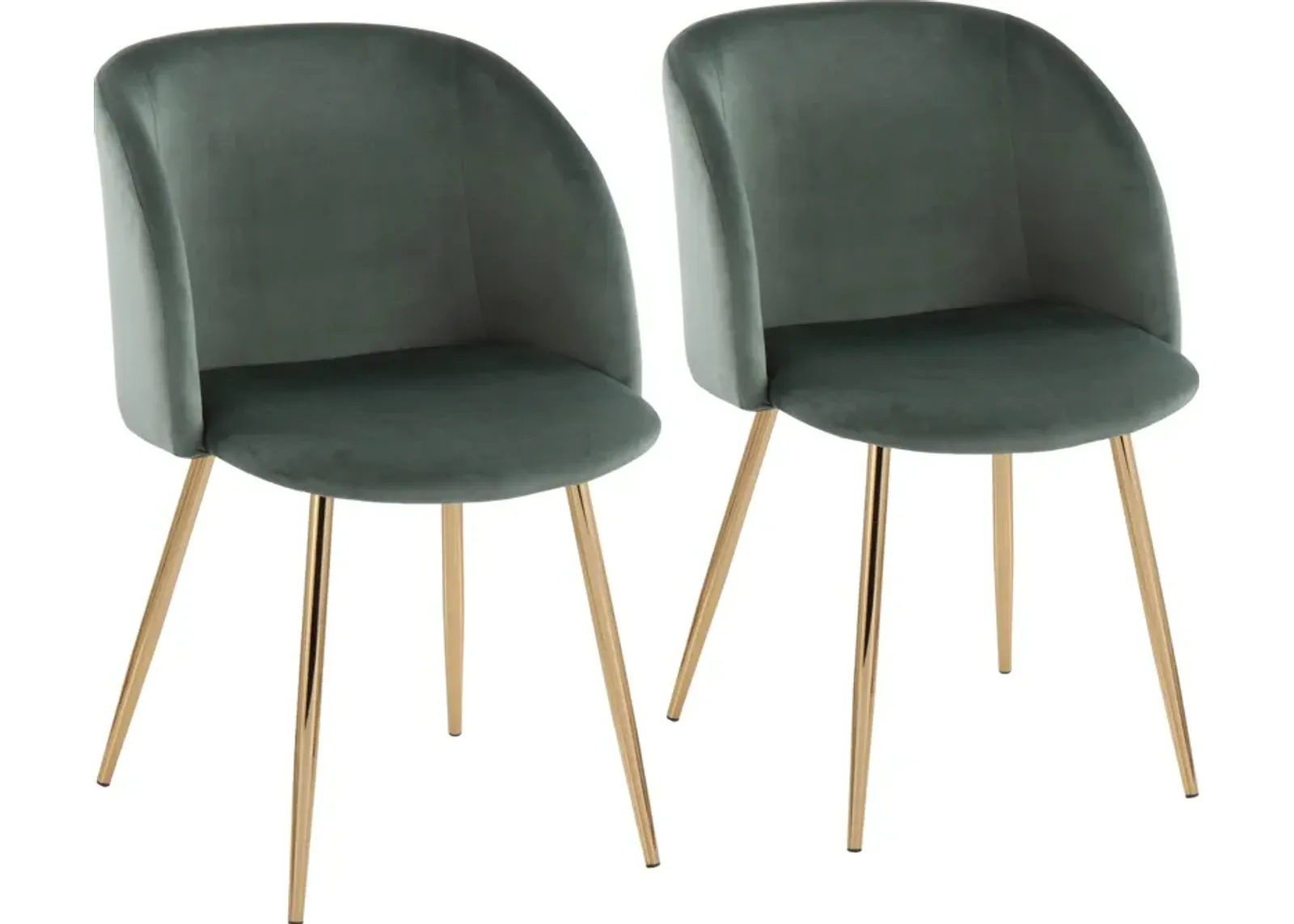 Hermione Set of 2 Dining Chairs - Gold/Green