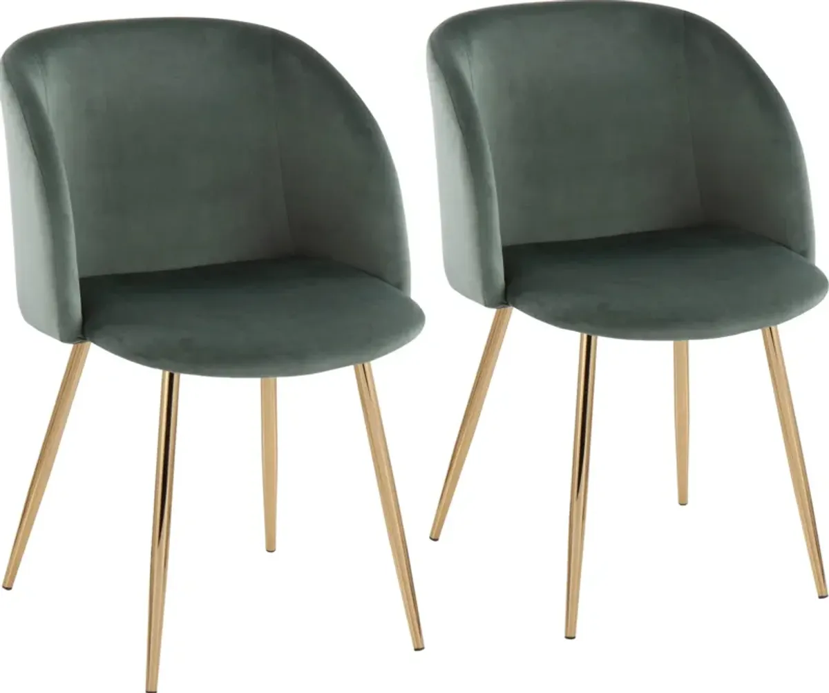 Hermione Set of 2 Dining Chairs - Gold/Green