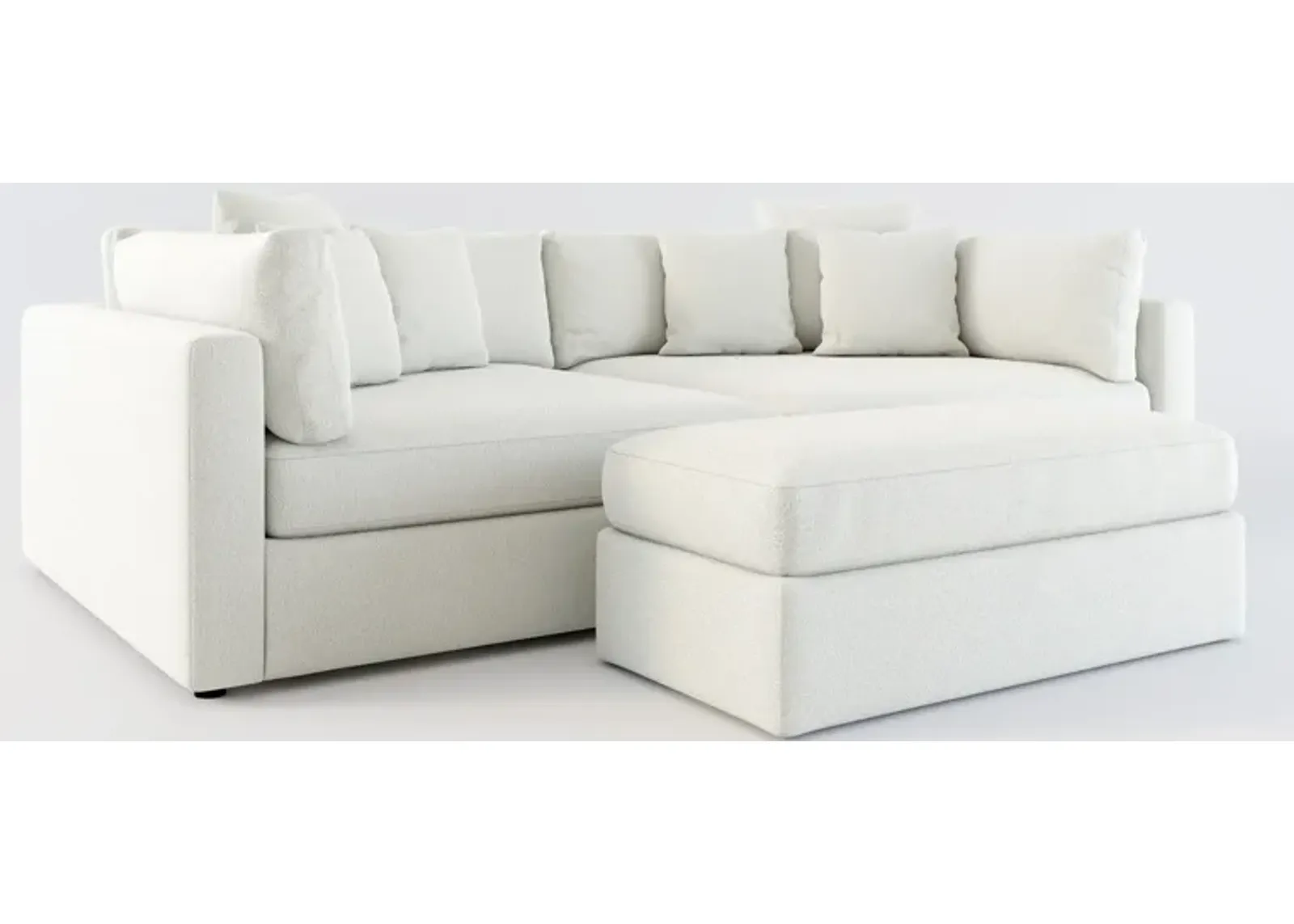 Haven Foam Comfort 2-Piece Media Sofa and Ottoman - Oslo Snow