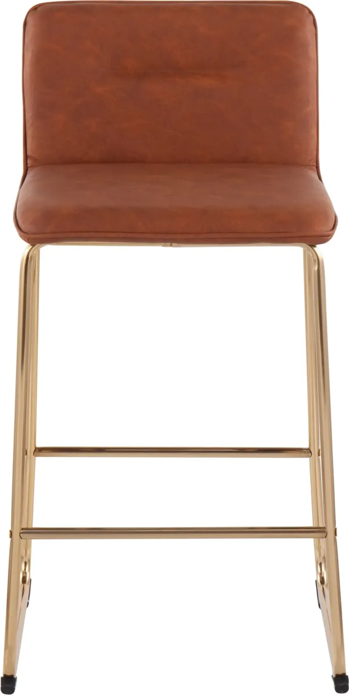 Santos Set of 2 Counter-Height Stools - Gold/Camel