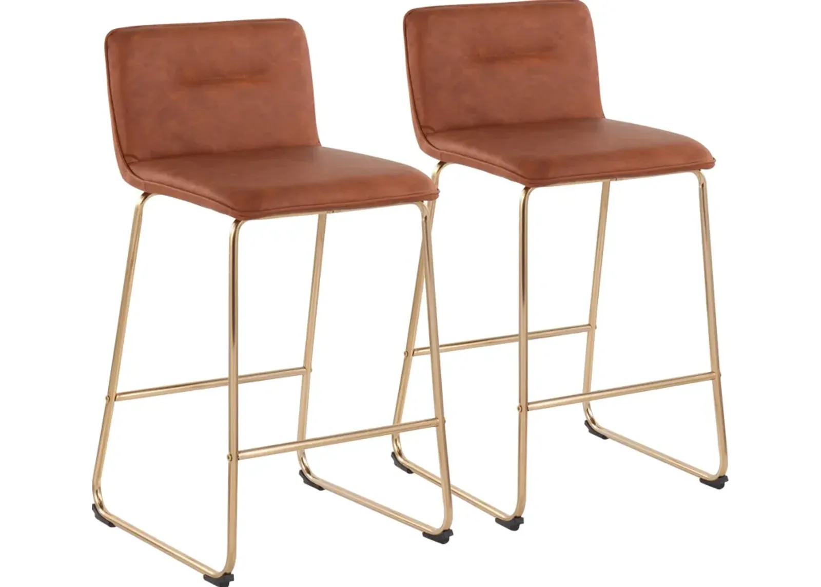 Santos Set of 2 Counter-Height Stools - Gold/Camel