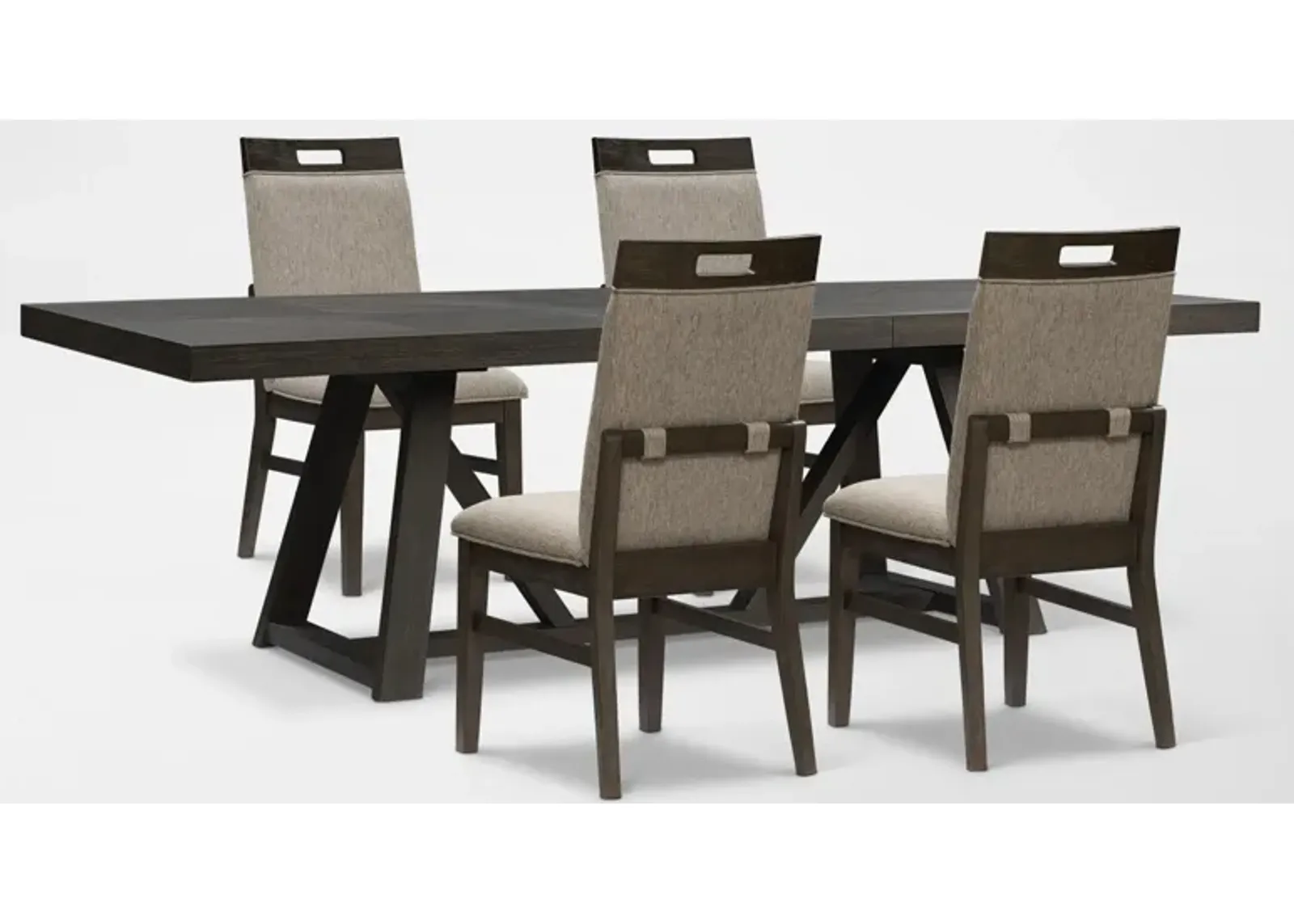 Edison Extendable Dining Table and 4 Upholstered Chairs