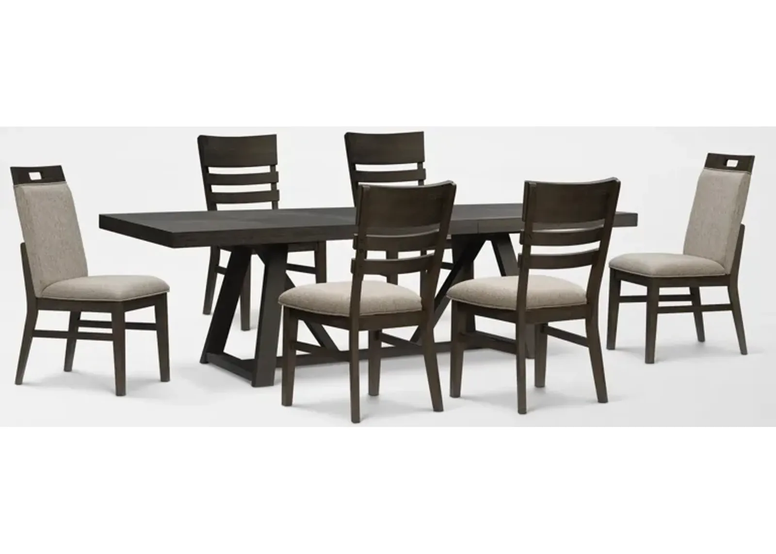 Edison Extendable Dining Table, 2 Upholstered Chairs and 4 Dining Chairs