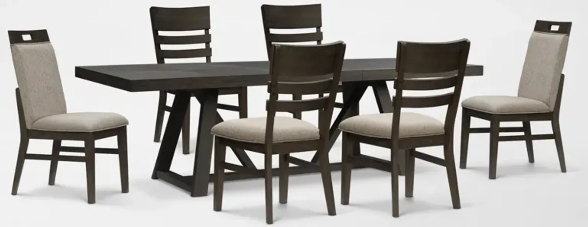 Edison Extendable Dining Table, 2 Upholstered Chairs and 4 Dining Chairs