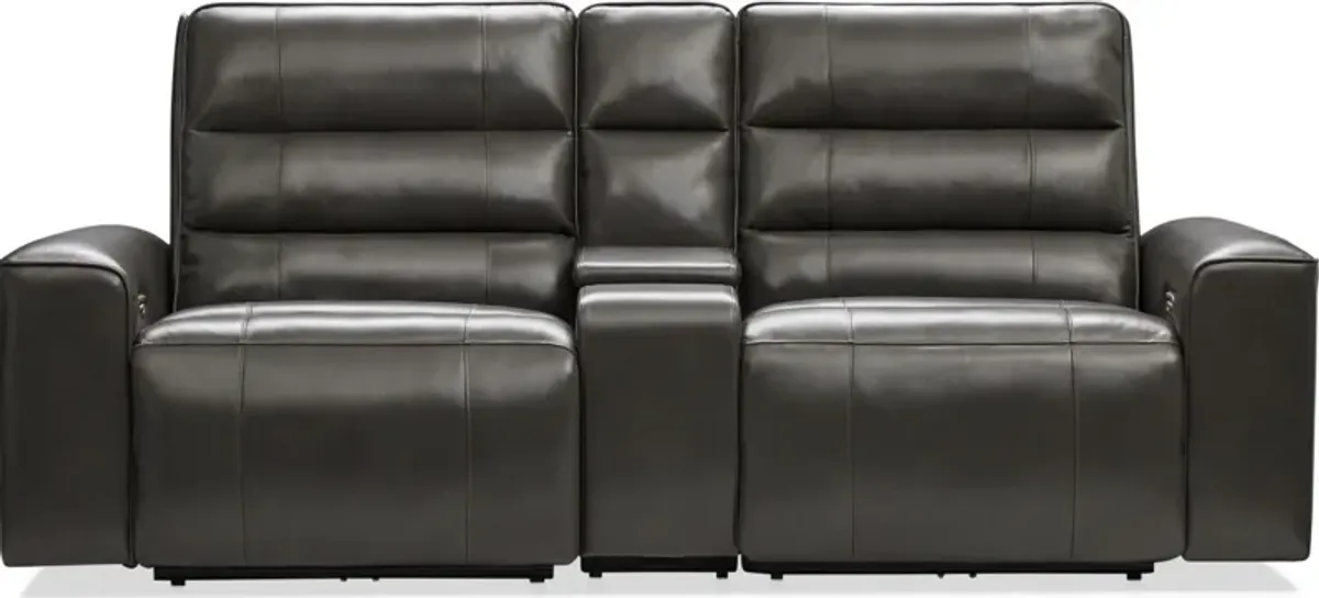 Hartley 3-Piece Dual-Power Reclining Sofa with Console - Charcoal