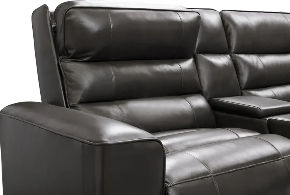 Hartley 3-Piece Dual-Power Reclining Sofa with Console - Charcoal