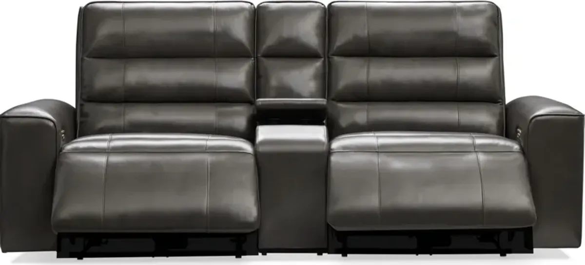 Hartley 3-Piece Dual-Power Reclining Sofa with Console - Charcoal