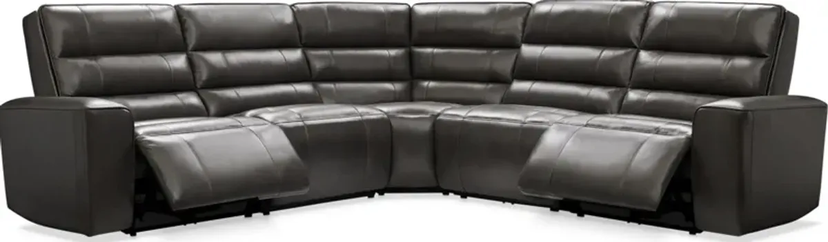 Hartley 5-Piece Dual-Power Reclining Sectional with 2 Reclining Seats - Charcoal