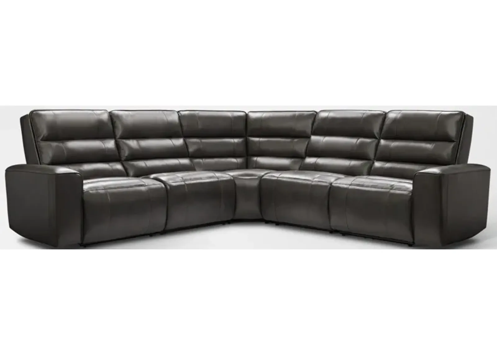 Hartley 5-Piece Dual-Power Reclining Sectional with 2 Reclining Seats - Charcoal