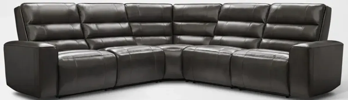 Hartley 5-Piece Dual-Power Reclining Sectional with 3 Reclining Seats - Charcoal