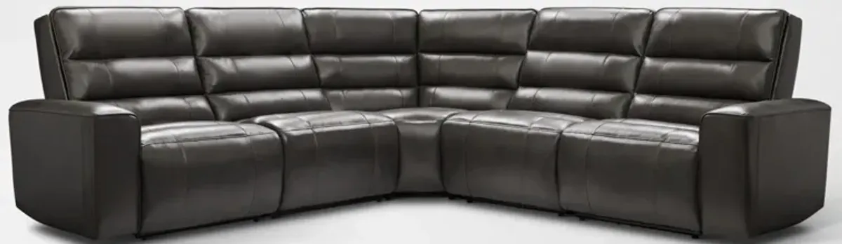 Hartley 5-Piece Dual-Power Reclining Sectional with 3 Reclining Seats - Charcoal