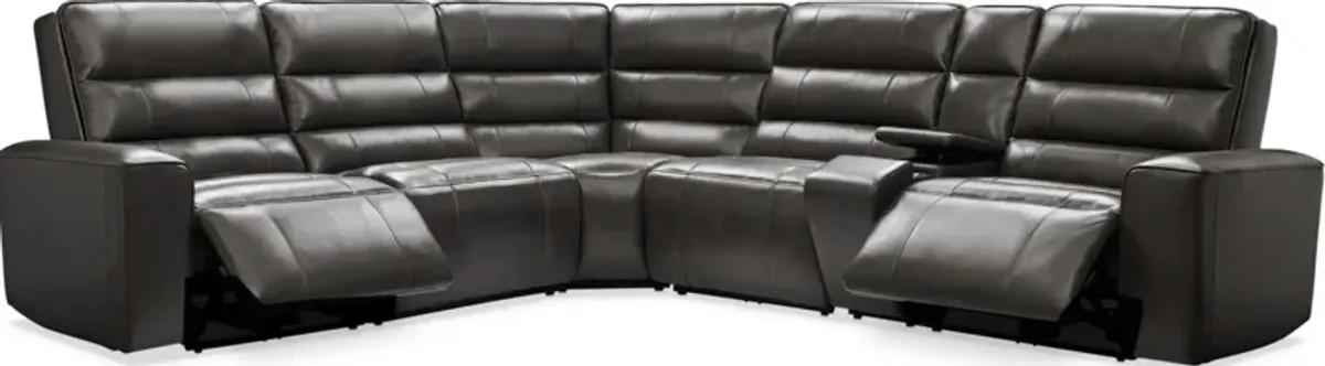 Hartley 6-Piece Dual-Power Reclining Sectional with 2 Reclining Seats - Charcoal