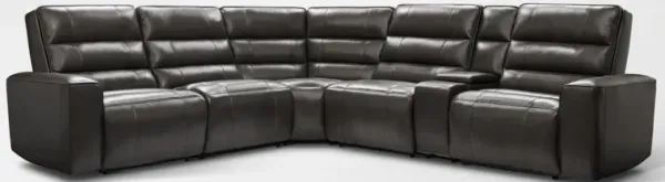 Hartley 6-Piece Dual-Power Reclining Sectional with 2 Reclining Seats - Charcoal
