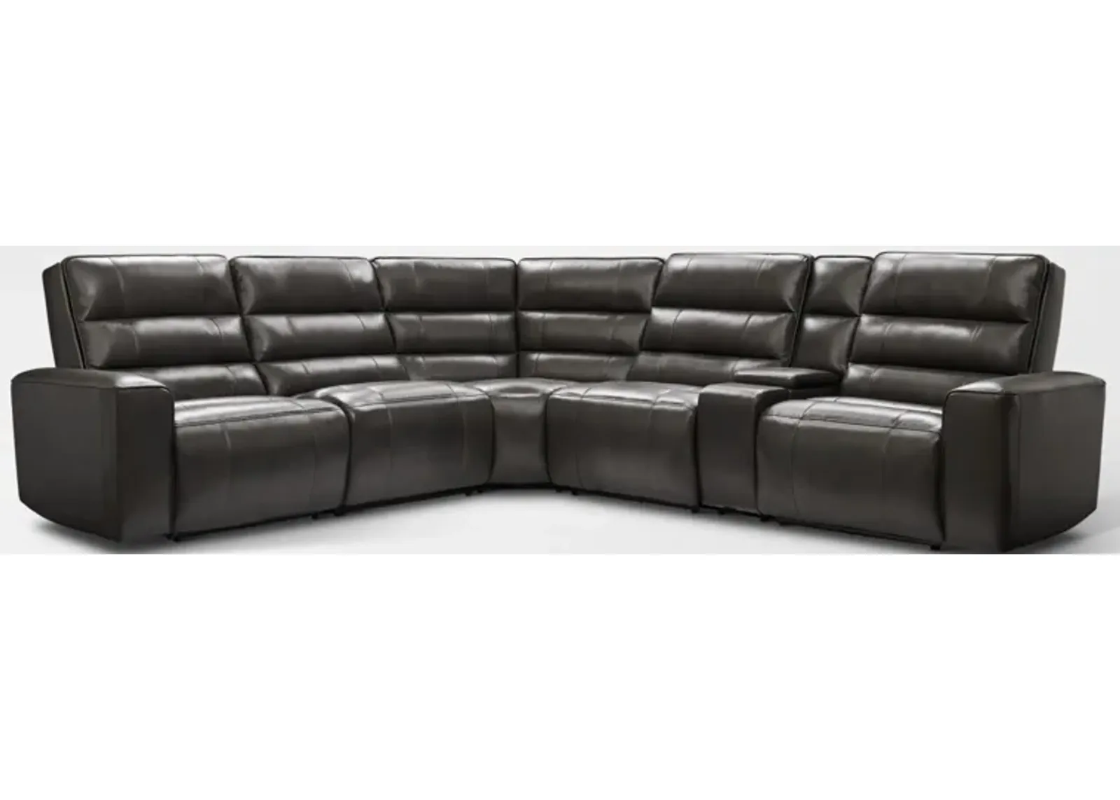 Hartley 6-Piece Dual-Power Reclining Sectional with 2 Reclining Seats - Charcoal