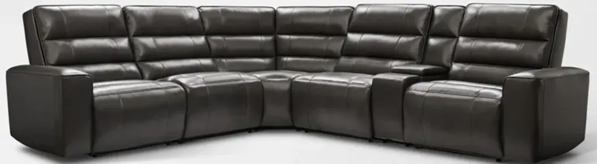 Hartley 6-Piece Dual-Power Reclining Sectional with 2 Reclining Seats - Charcoal