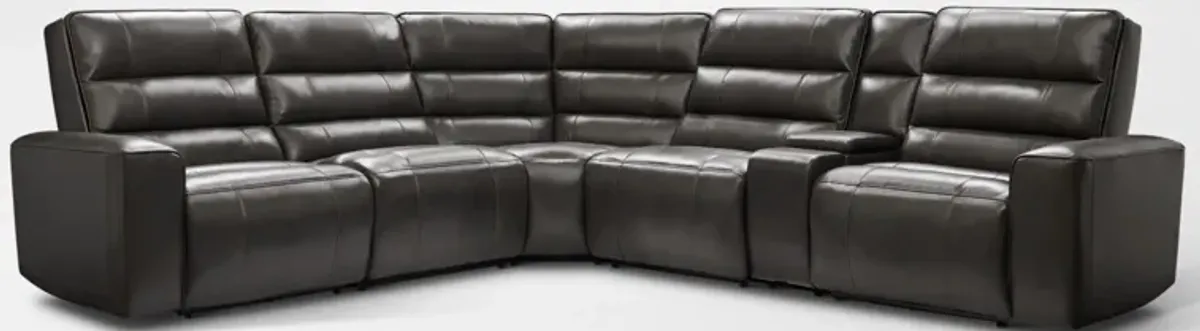 Hartley 6-Piece Dual-Power Reclining Sectional with 3 Reclining Seats - Charcoal