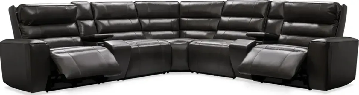 Hartley 7-Piece Dual-Power Reclining Sectional with 2 Reclining Seats - Charcoal