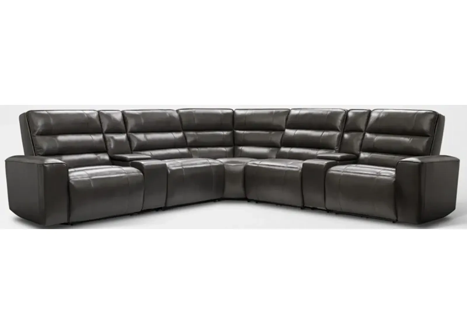 Hartley 7-Piece Dual-Power Reclining Sectional with 2 Reclining Seats - Charcoal