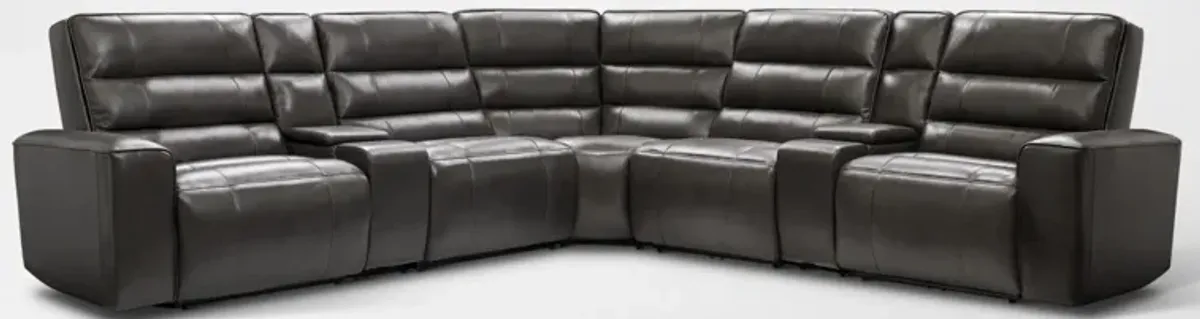 Hartley 7-Piece Dual-Power Reclining Sectional with 2 Reclining Seats - Charcoal