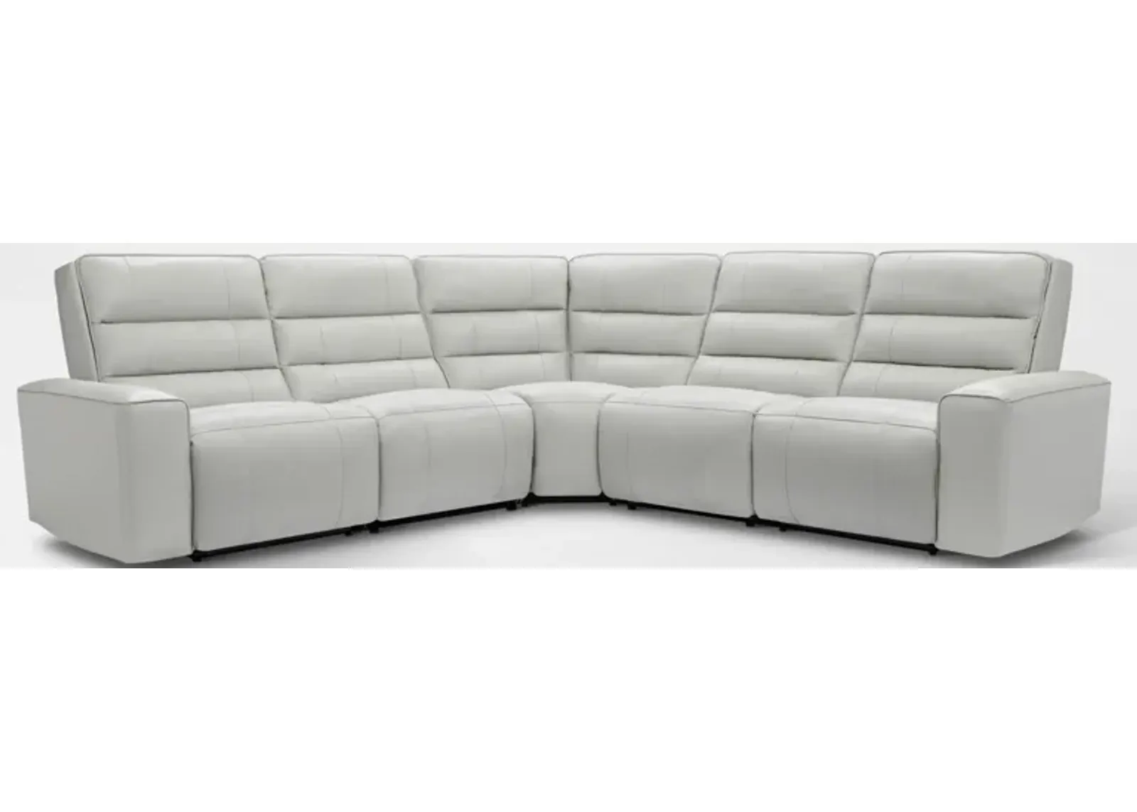 Hartley 5-Piece Dual-Power Reclining Sectional with 3 Reclining Seats - Light Gray