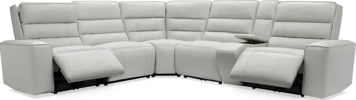 Hartley 6-Piece Dual-Power Reclining Sectional with 2 Reclining Seats - Light Gray