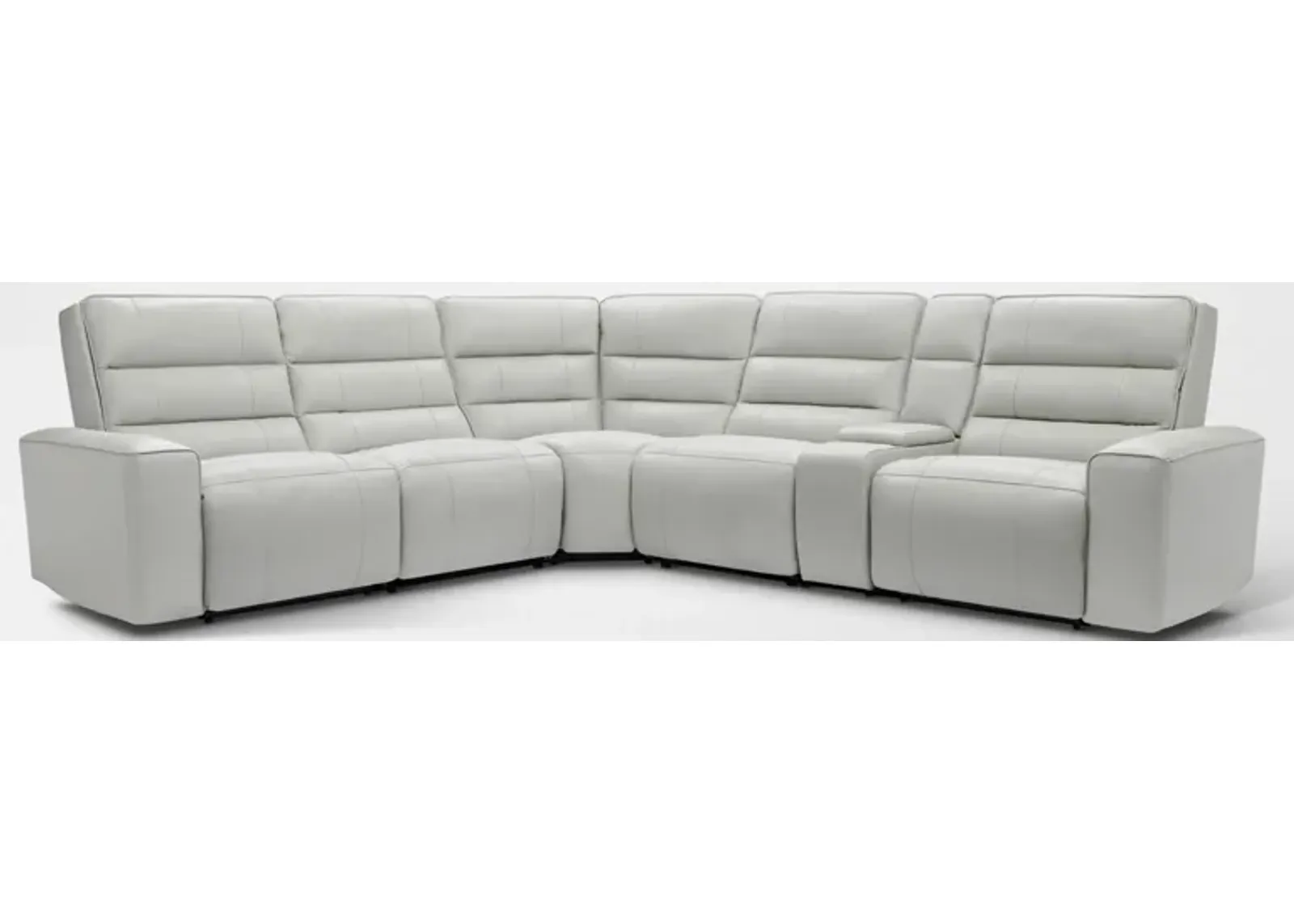 Hartley 6-Piece Dual-Power Reclining Sectional with 2 Reclining Seats - Light Gray