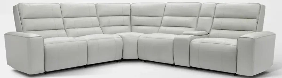 Hartley 6-Piece Dual-Power Reclining Sectional with 2 Reclining Seats - Light Gray