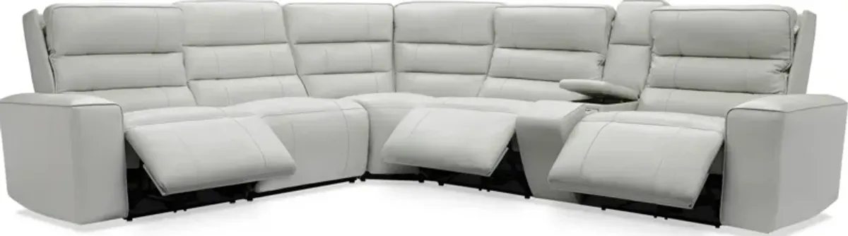 Hartley 6-Piece Dual-Power Reclining Sectional with 3 Reclining Seats - Light Gray