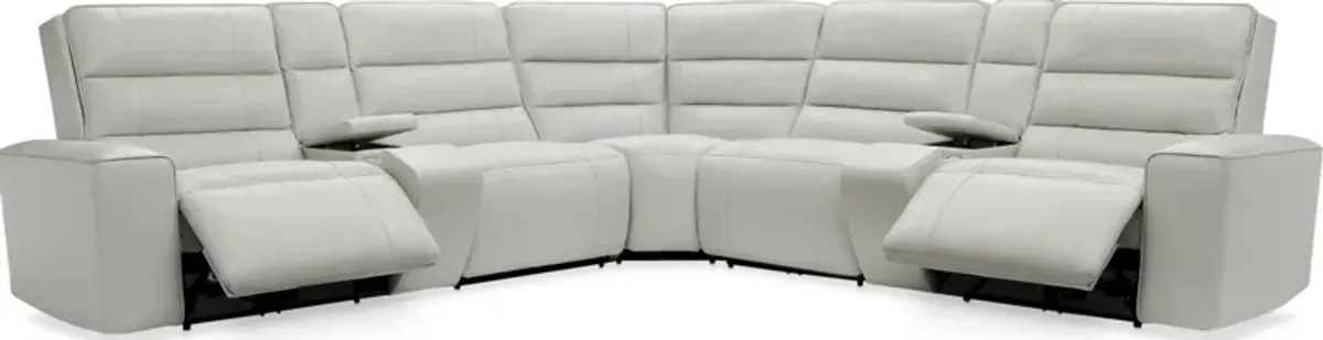 Hartley 7-Piece Dual-Power Reclining Sectional with 2 Reclining Seats - Light Gray