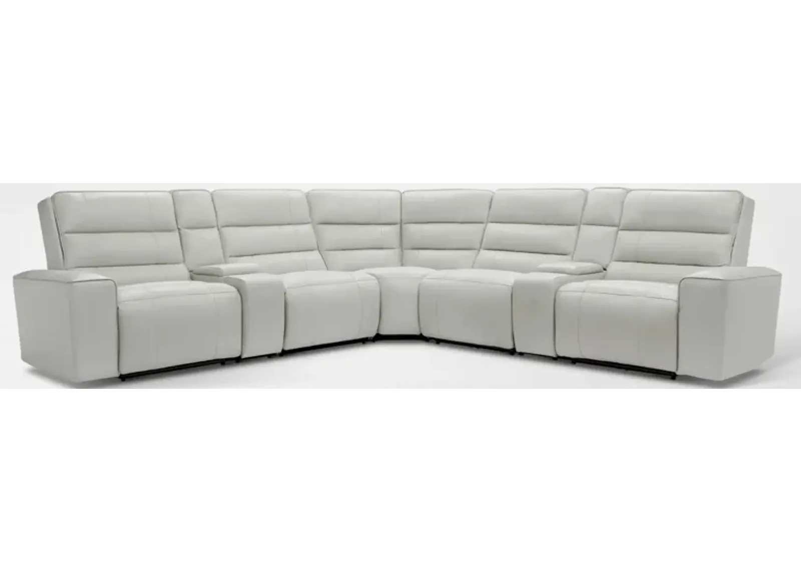 Hartley 7-Piece Dual-Power Reclining Sectional with 2 Reclining Seats - Light Gray