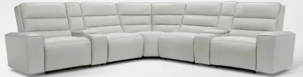 Hartley 7-Piece Dual-Power Reclining Sectional with 3 Reclining Seats - Light Gray