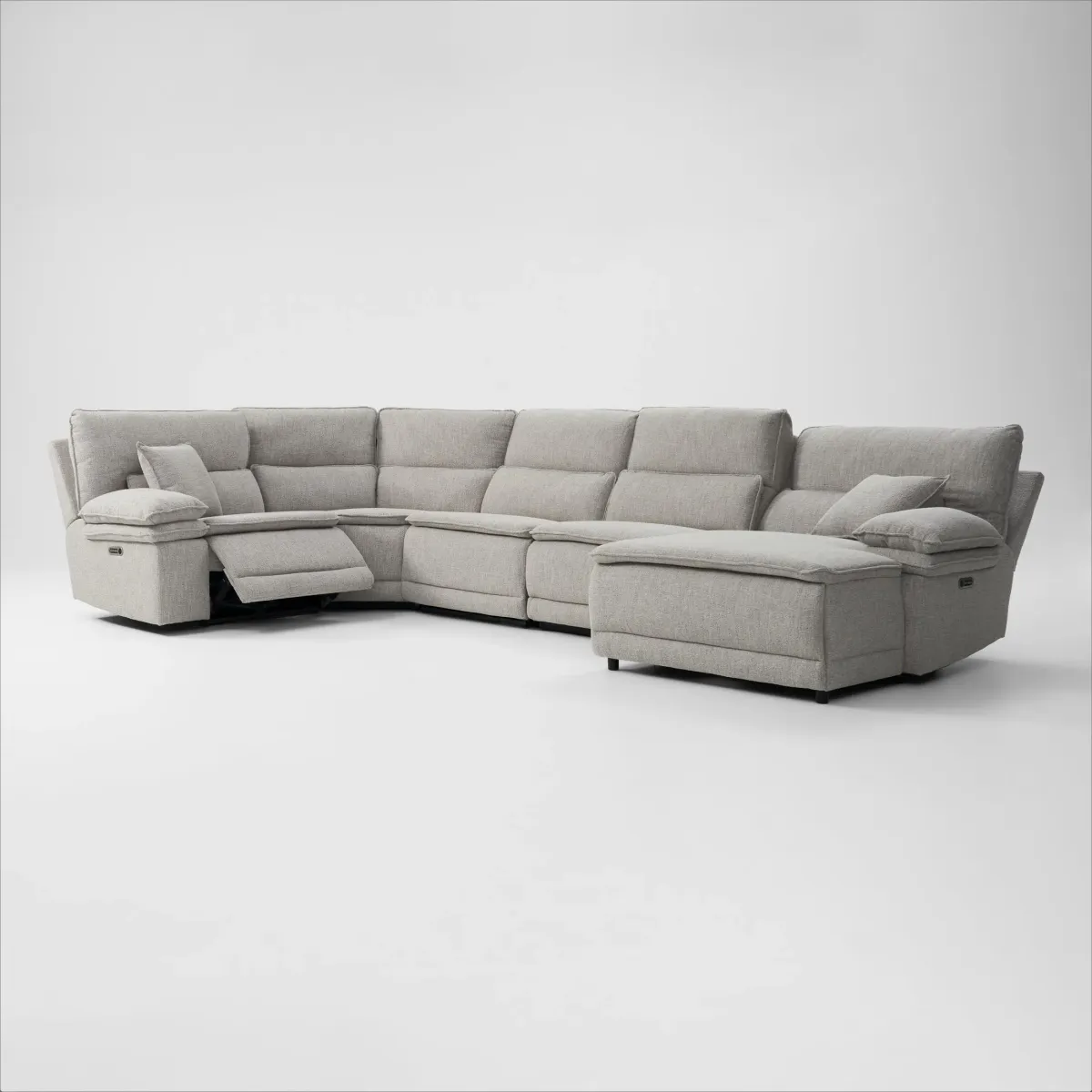 Brookdale 5-Piece Dual-Power Reclining Sectional with Right-Facing Chaise and 2 Reclining Seats