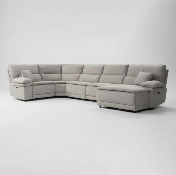 Brookdale 5-Piece Dual-Power Reclining Sectional with Right-Facing Chaise and 2 Reclining Seats