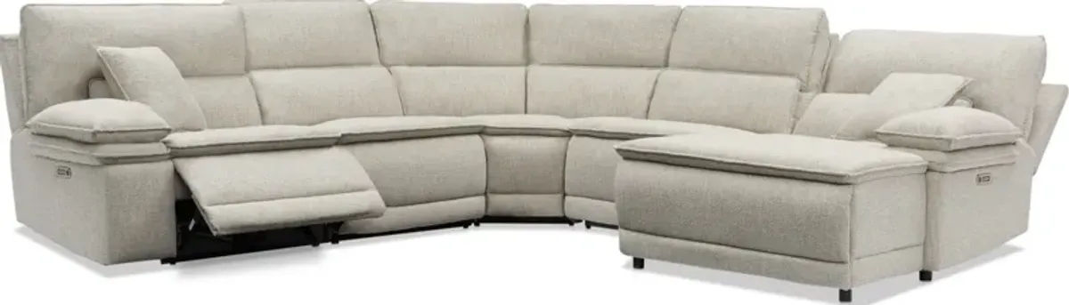 Brookdale 5-Piece Dual-Power Reclining Sectional with Right-Facing Chaise and 3 Reclining Seats