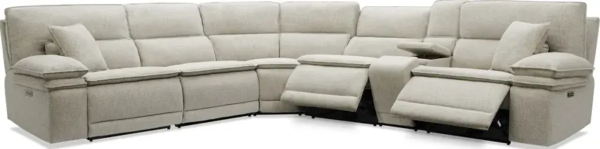 Brookdale 6-Piece Dual-Power Reclining Sectional with 3 Reclining Seats & Console