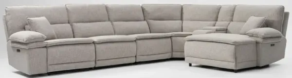 Brookdale 6-Piece Dual-Power Reclining Sectional with Right-Facing Chaise and 1 Reclining Seat