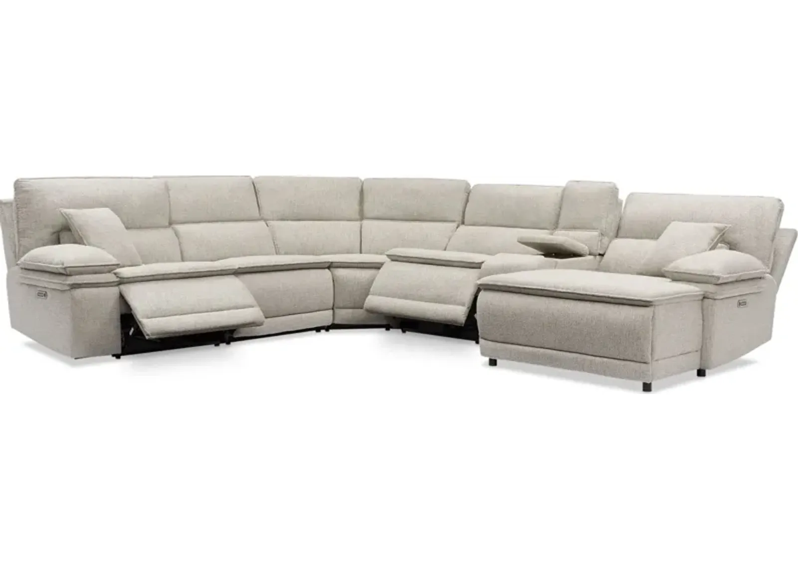 Brookdale 6-Piece Dual-Power Reclining Sectional with Right-Facing Chaise and 2 Reclining Seats