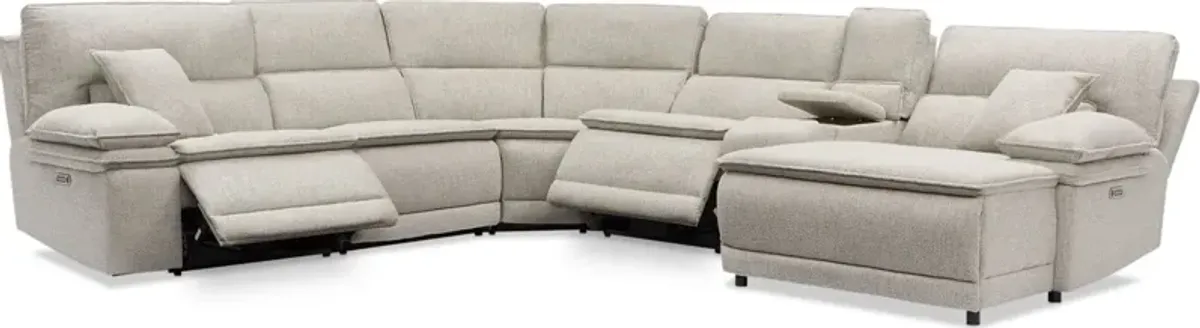 Brookdale 6-Piece Dual-Power Reclining Sectional with Right-Facing Chaise and 2 Reclining Seats