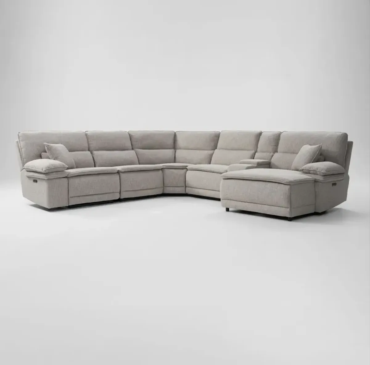 Brookdale 6-Piece Dual-Power Reclining Sectional with Right-Facing Chaise and 2 Reclining Seats